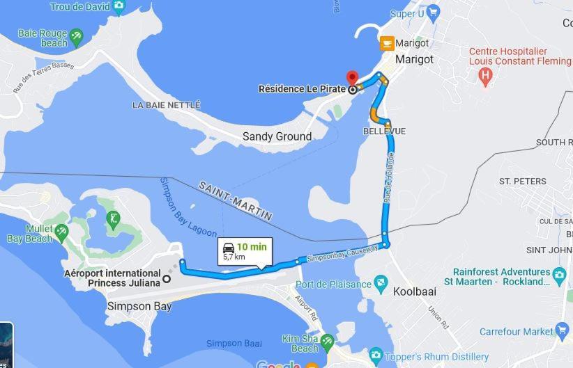Superbe Studio Dolce Vita Vue Mer Plage Piscine Marigot  Εξωτερικό φωτογραφία